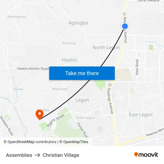 Assemblies to Christian Village map