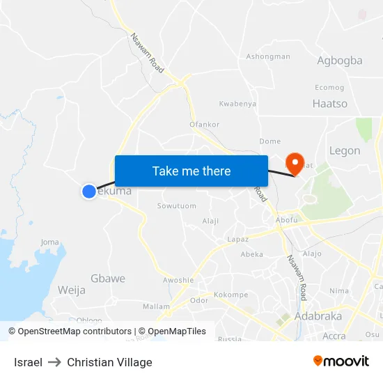 Israel to Christian Village map