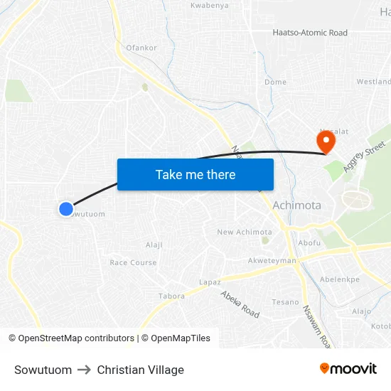 Sowutuom to Christian Village map