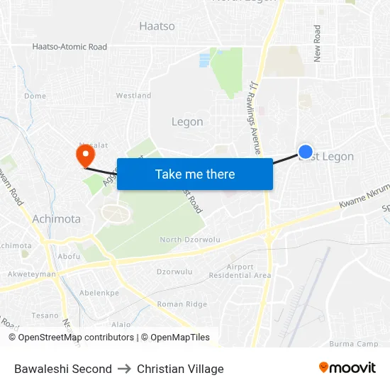 Bawaleshi Second to Christian Village map