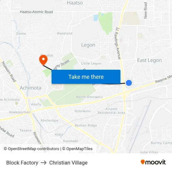 Block Factory to Christian Village map