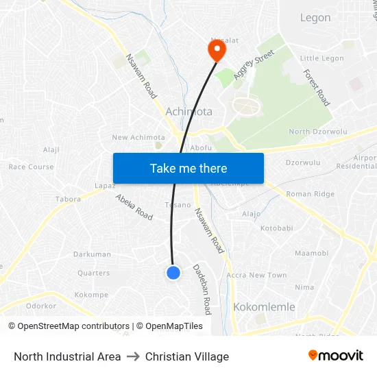 North Industrial Area to Christian Village map