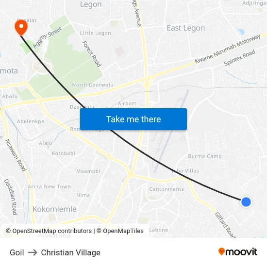 Goil to Christian Village map