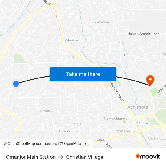 Omanjor Main Station to Christian Village map