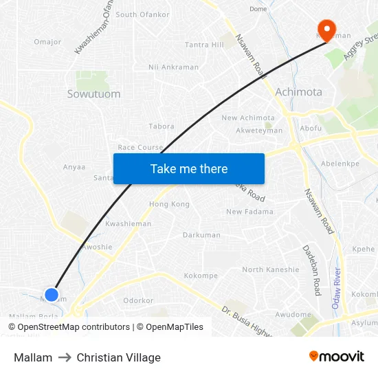 Mallam to Christian Village map