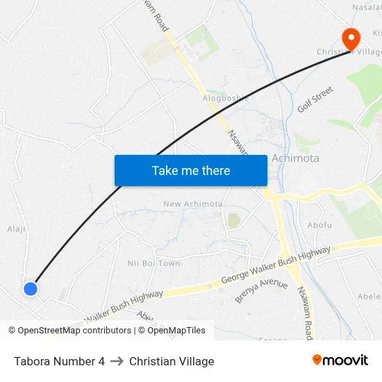 Tabora Number 4 to Christian Village map