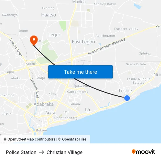 Police Station to Christian Village map