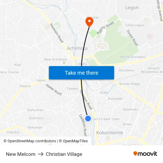 New Melcom to Christian Village map