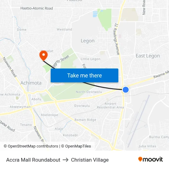 Accra Mall Roundabout to Christian Village map