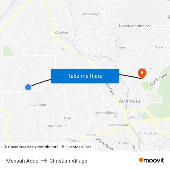 Mensah Addo to Christian Village map