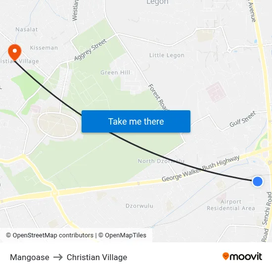 Mangoase to Christian Village map
