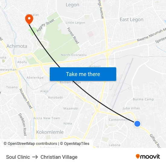 Soul Clinic to Christian Village map