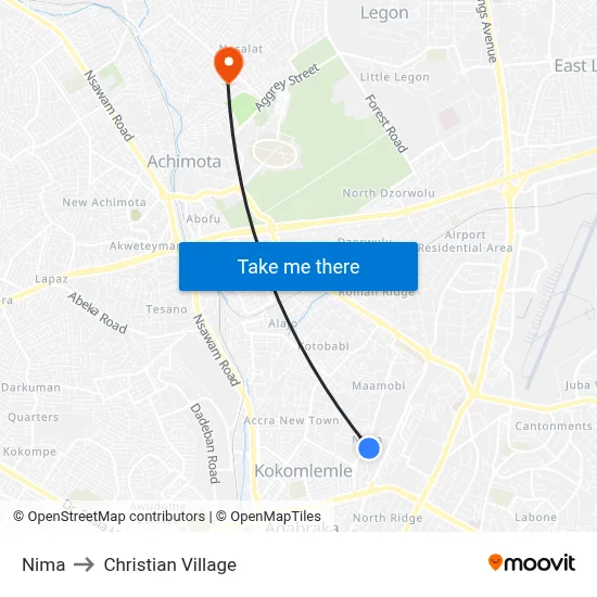 Nima to Christian Village map
