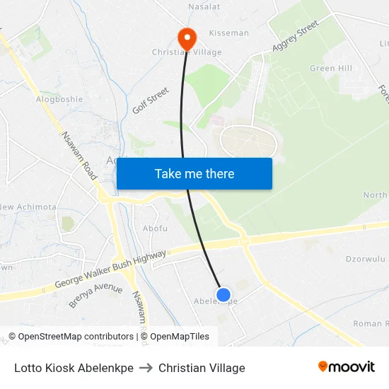 Lotto Kiosk Abelenkpe to Christian Village map