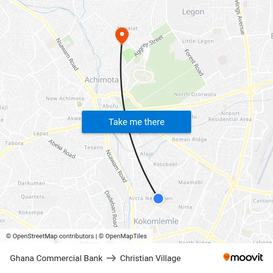 Ghana Commercial Bank to Christian Village map