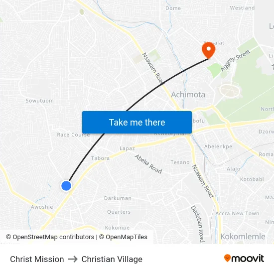 Christ Mission to Christian Village map