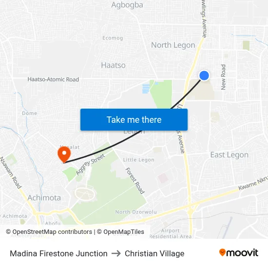 Madina Firestone Junction to Christian Village map