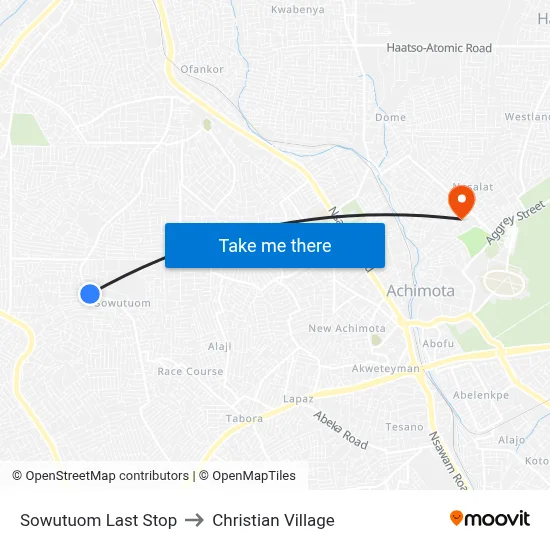 Sowutuom Last Stop to Christian Village map