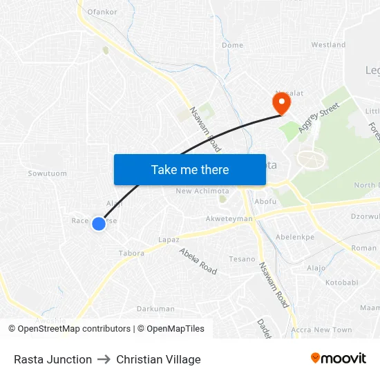 Rasta Junction to Christian Village map