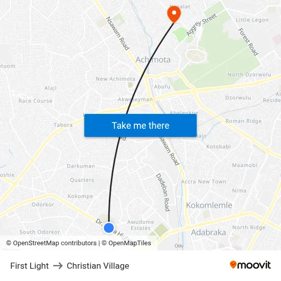 First Light to Christian Village map