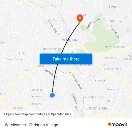Wireless to Christian Village map