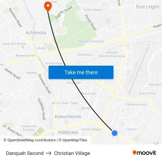 Danquah Second to Christian Village map
