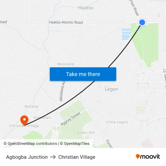 Agbogba Junction to Christian Village map