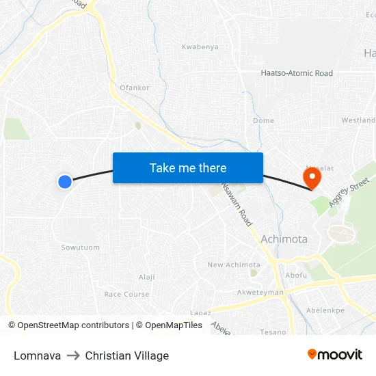 Lomnava to Christian Village map