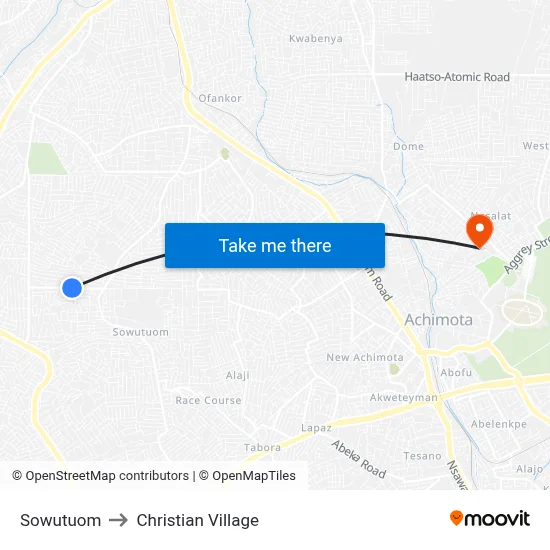 Sowutuom to Christian Village map