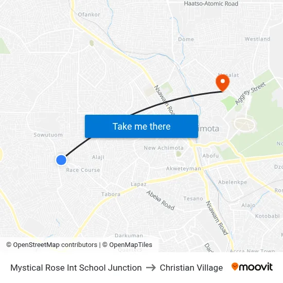 Mystical Rose Int School Junction to Christian Village map