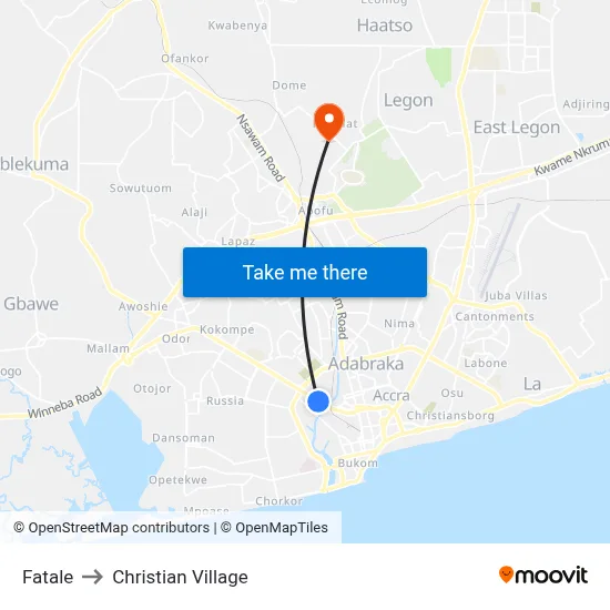 Fatale to Christian Village map