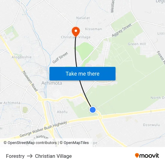 Forestry to Christian Village map