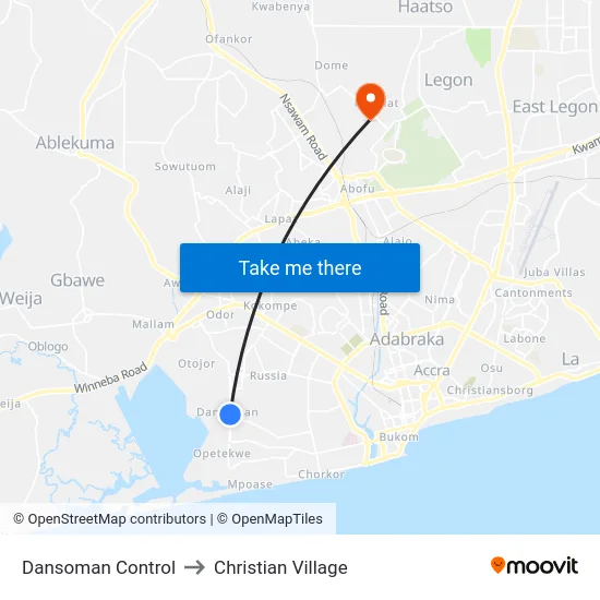 Dansoman Control to Christian Village map
