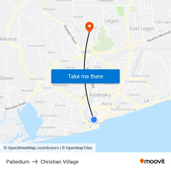 Palledium to Christian Village map