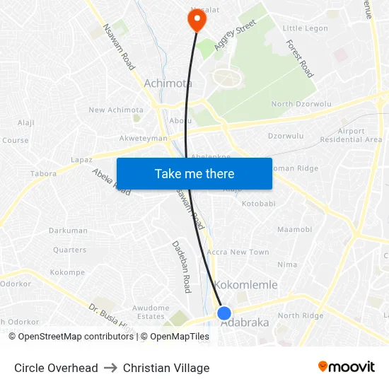 Circle Overhead to Christian Village map