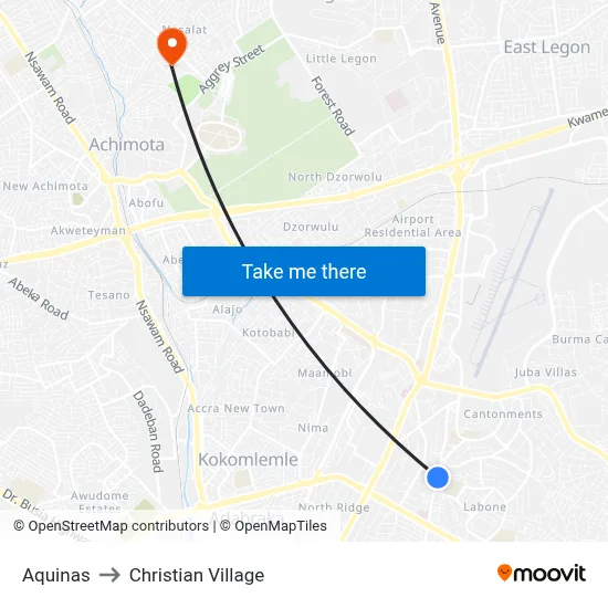 Aquinas to Christian Village map
