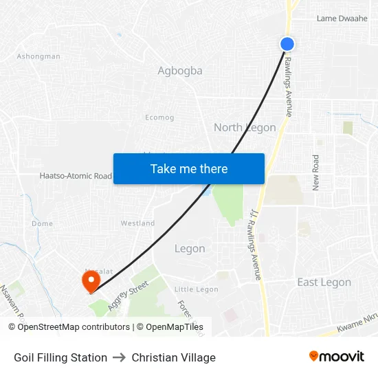 Goil Filling Station to Christian Village map