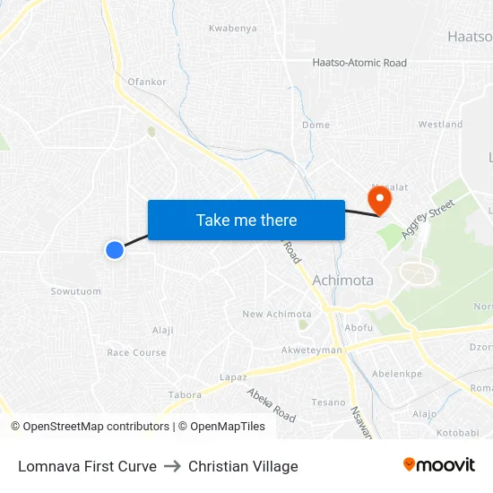 Lomnava First Curve to Christian Village map