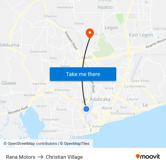 Rana Motors to Christian Village map