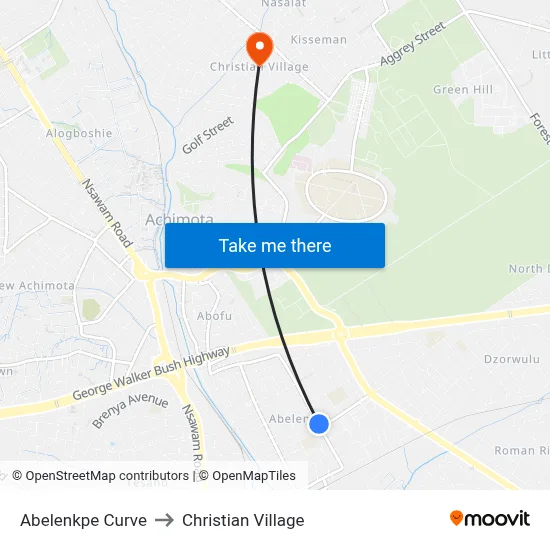 Abelenkpe Curve to Christian Village map