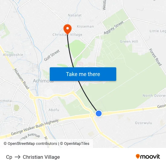 Cp to Christian Village map