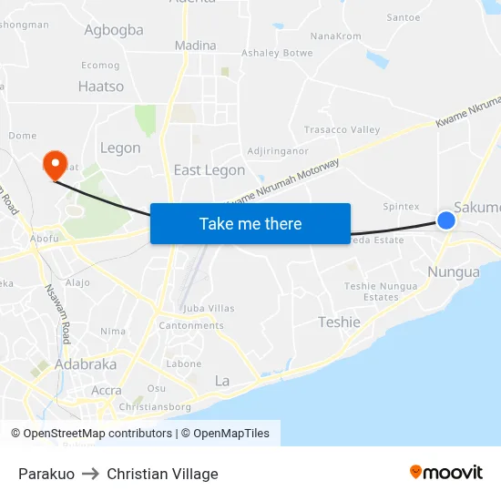 Parakuo to Christian Village map