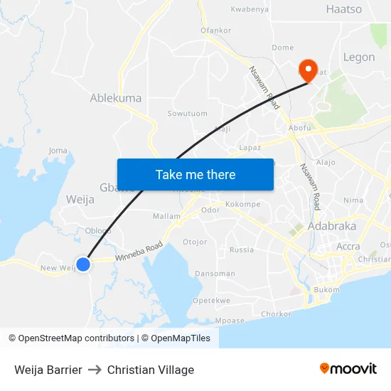 Weija Barrier to Christian Village map