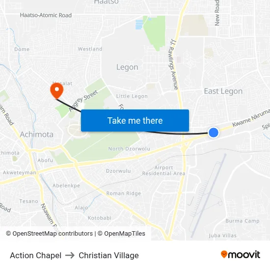 Action Chapel to Christian Village map