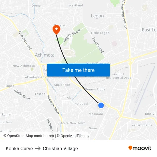 Konka Curve to Christian Village map