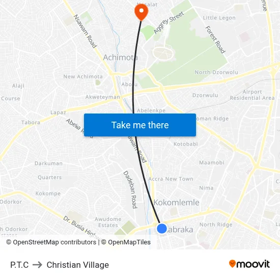 P.T.C to Christian Village map