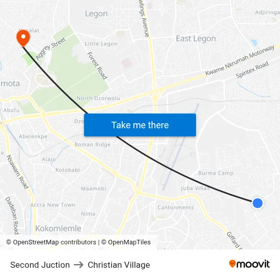 Second Juction to Christian Village map