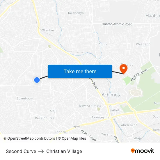 Second Curve to Christian Village map