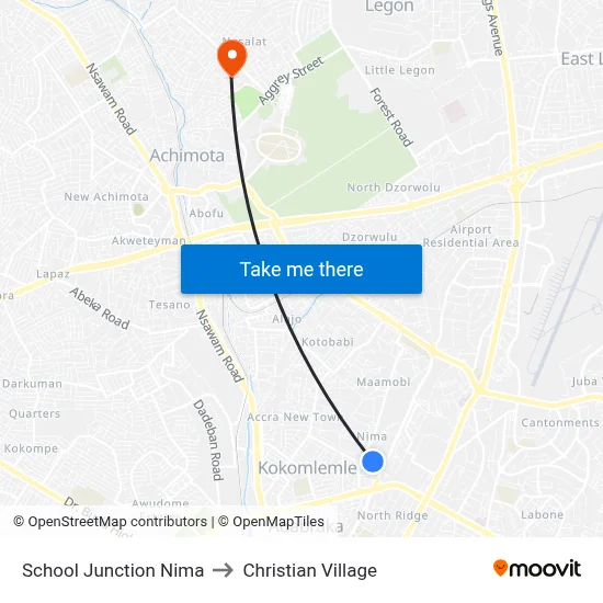 School Junction Nima to Christian Village map