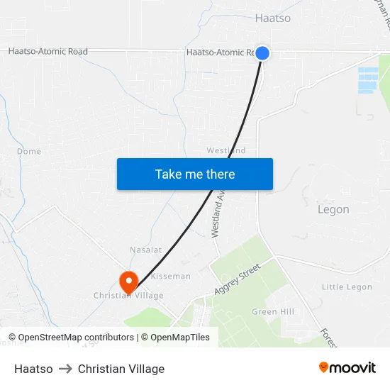 Haatso to Christian Village map
